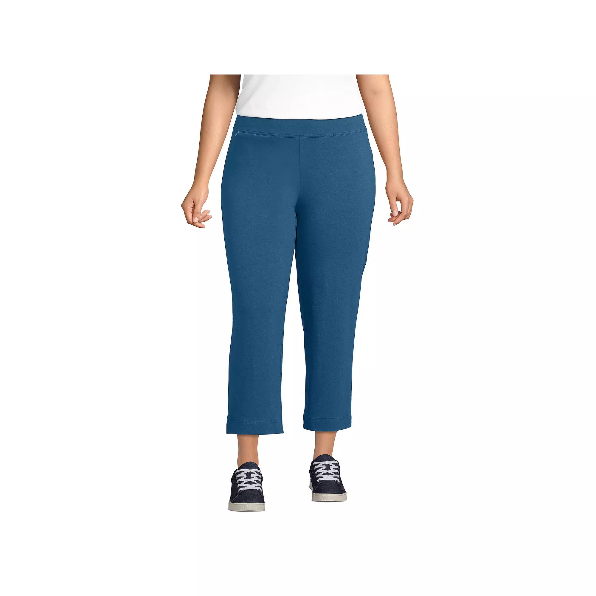 Plus Size Lands' End Starfish Mid-Rise Elastic-Waist Pull-On Crop Pants, Women's, Size: 1XL, Evening Blue Product Image
