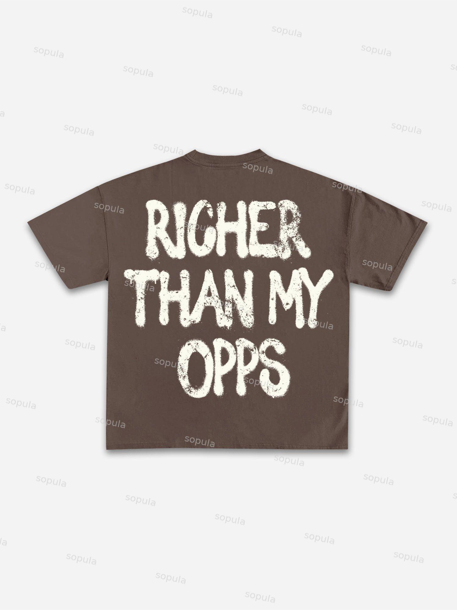 Richer Than My Opps Vintage Abstract Man Graphic Cotton T-shirt Product Image