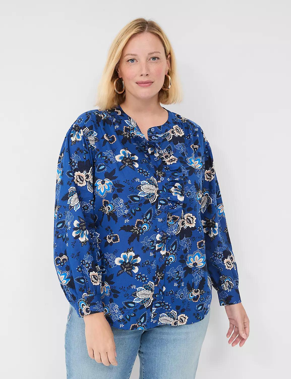 Ruffled Button-Down Blouse Product Image