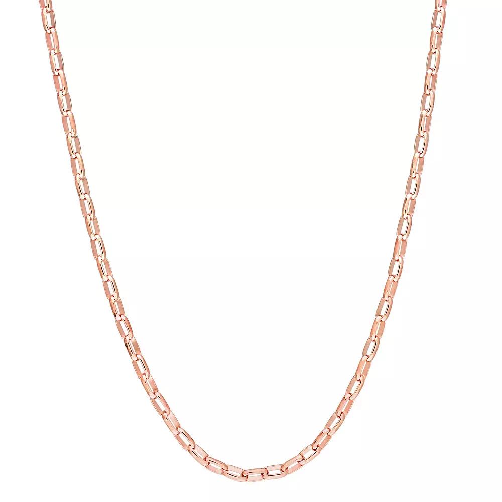 Stella Grace Sterling Silver 2 mm Fancy Rectangular Rolo Chain Necklace, Womens 18k Pink Plated Product Image