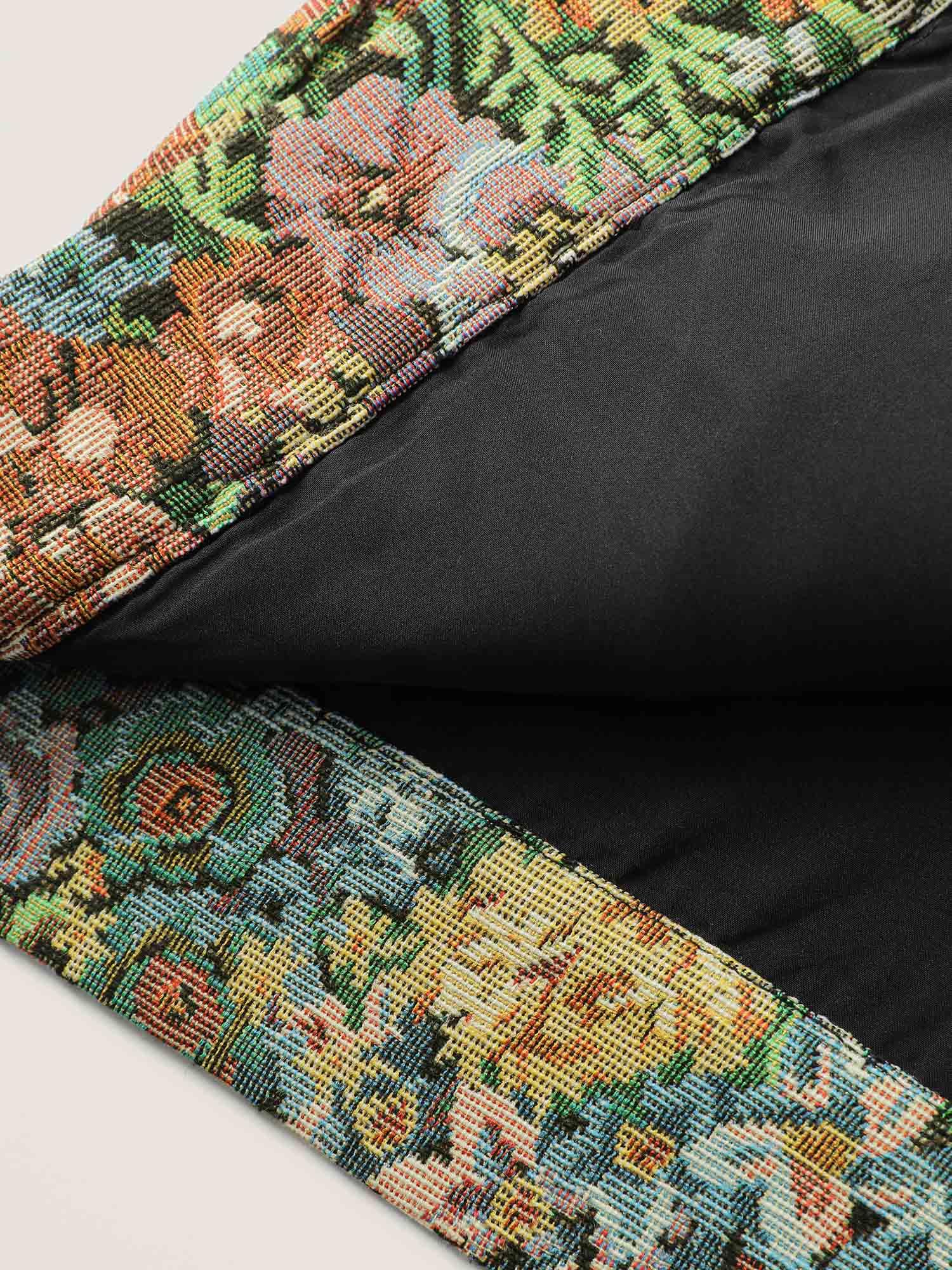 Floral Textured Lined Pockets Coat Female Product Image