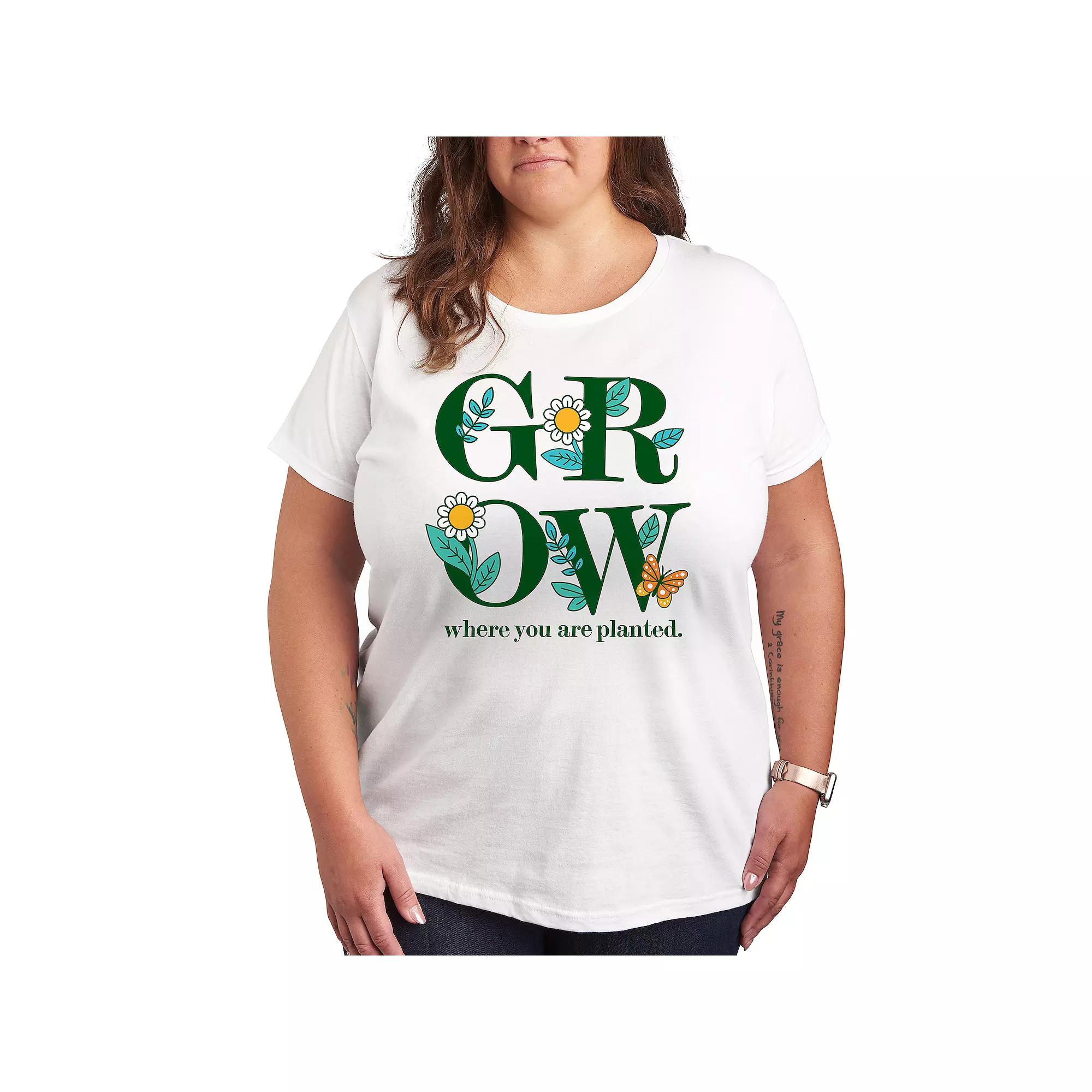 Plus Grow Where You Are Planted Graphic Tee, Women's,  Product Image
