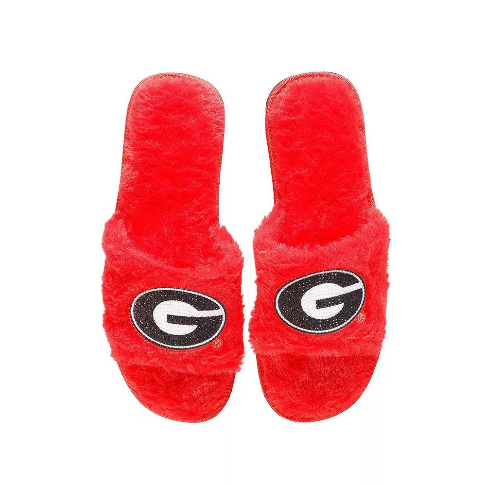 Women's FOCO Red Georgia Bulldogs Rhinestone Fuzzy Slippers,  Product Image