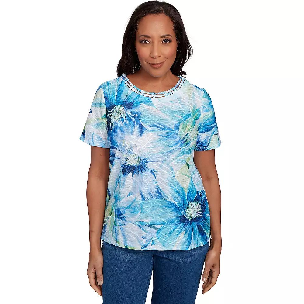 Women's Alfred Dunner Dramatic Blue Floral Tee,  Product Image