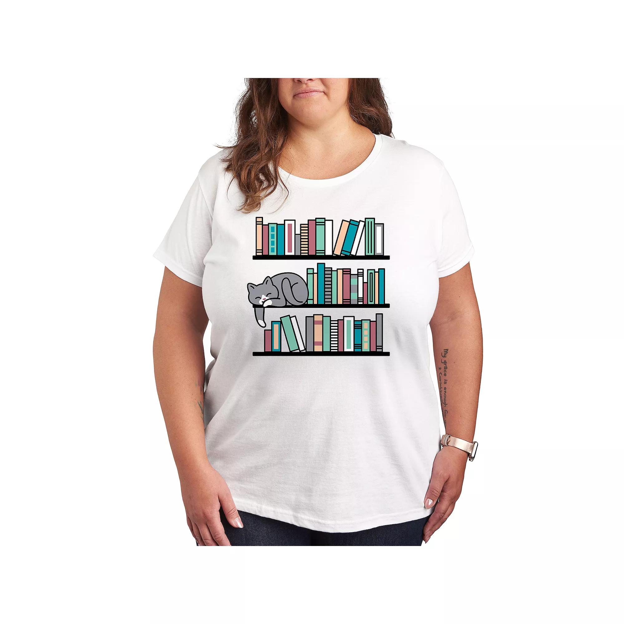 Plus Cat Book Shelf Graphic Tee, Women's,  Product Image