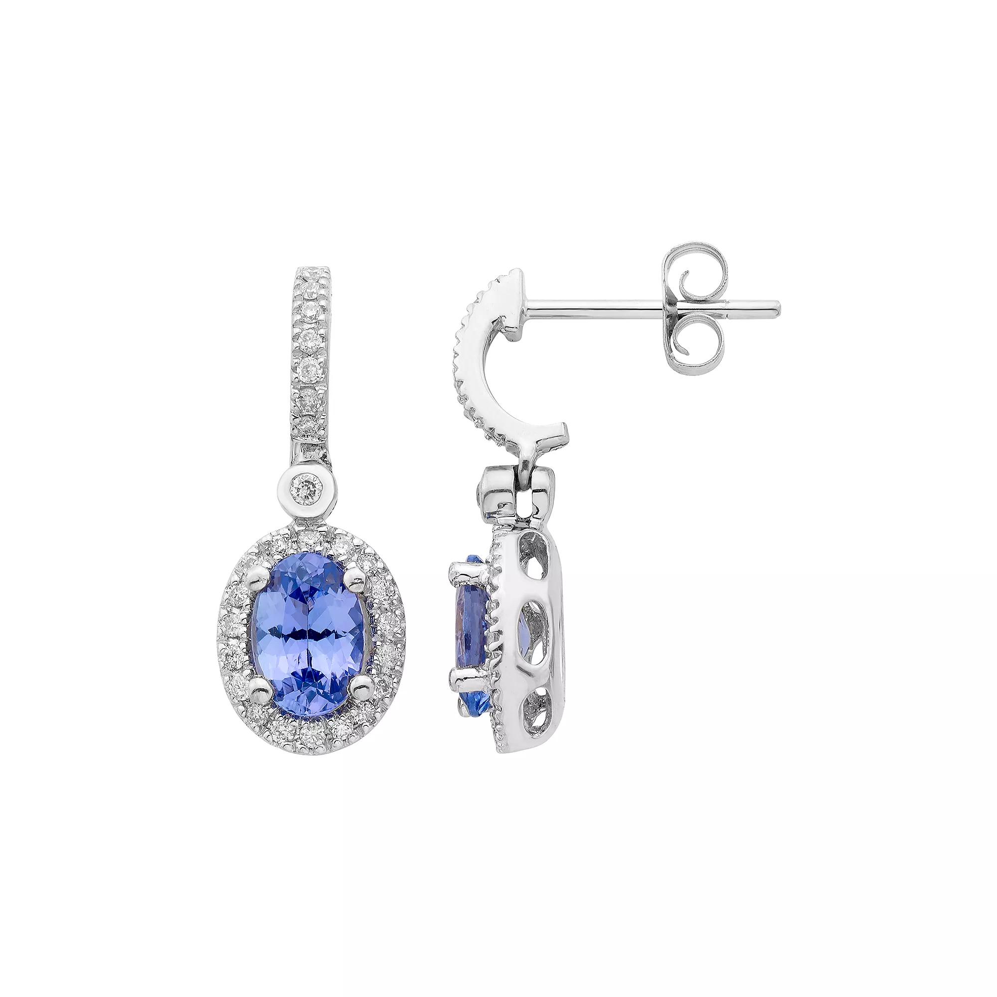 14k Rose Gold Tanzanite & 1/4 Carat T.W. IGL Certified Diamond Oval Earrings, Women's, White Product Image