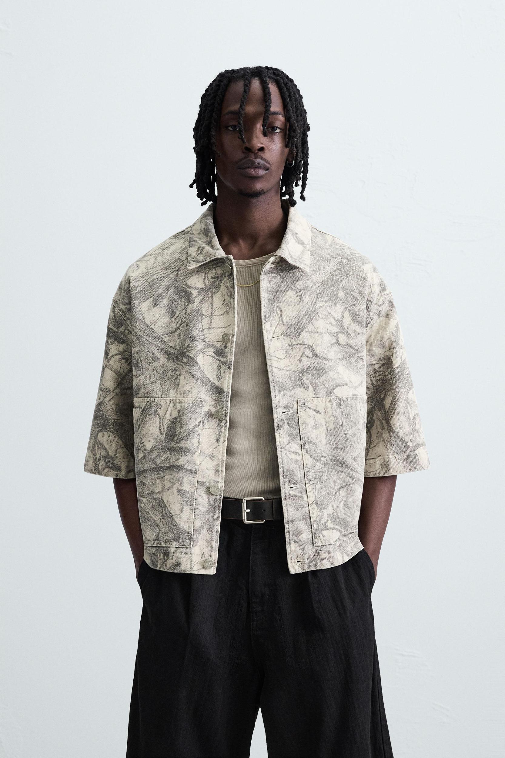 WASHED ABSTRACT PRINT OVERSHIRT Product Image