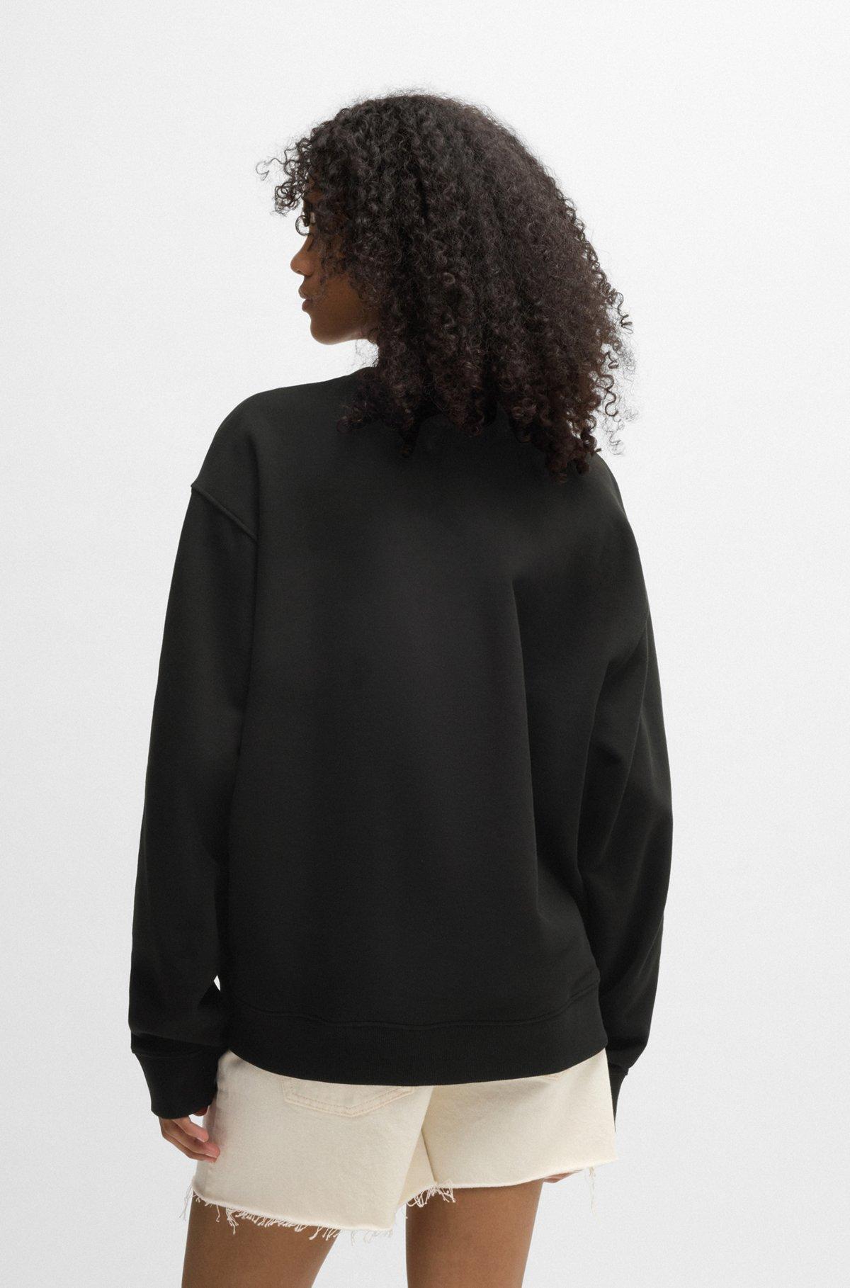 HUGO - Oversize-fit sweatshirt in cotton terry with logo artwork - Light Grey Product Image