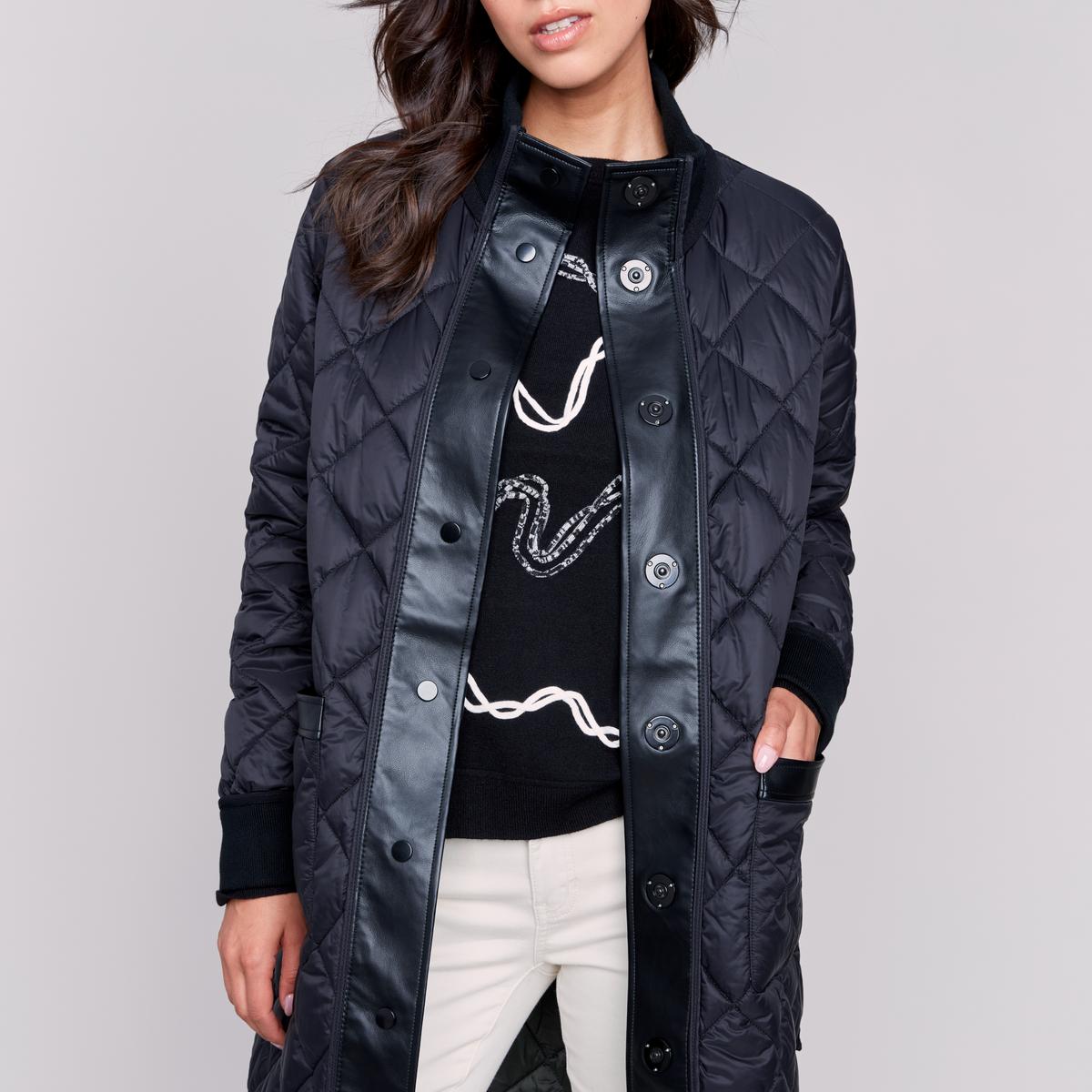 Reversible Long Iridescent Quilted Jacket Product Image