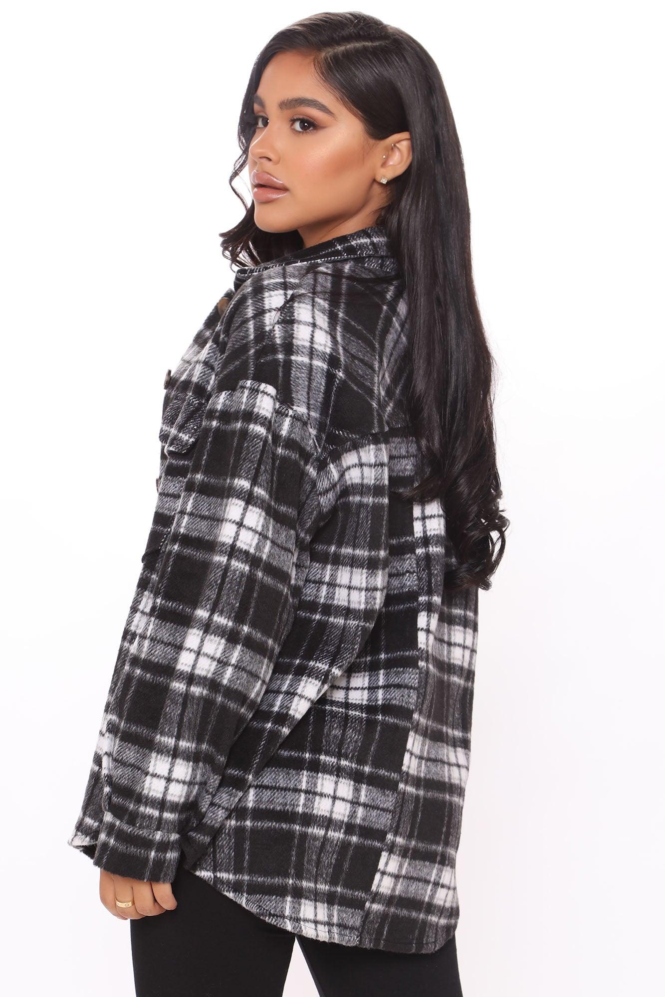Check Ya Later Flannel Top - Black/combo Product Image