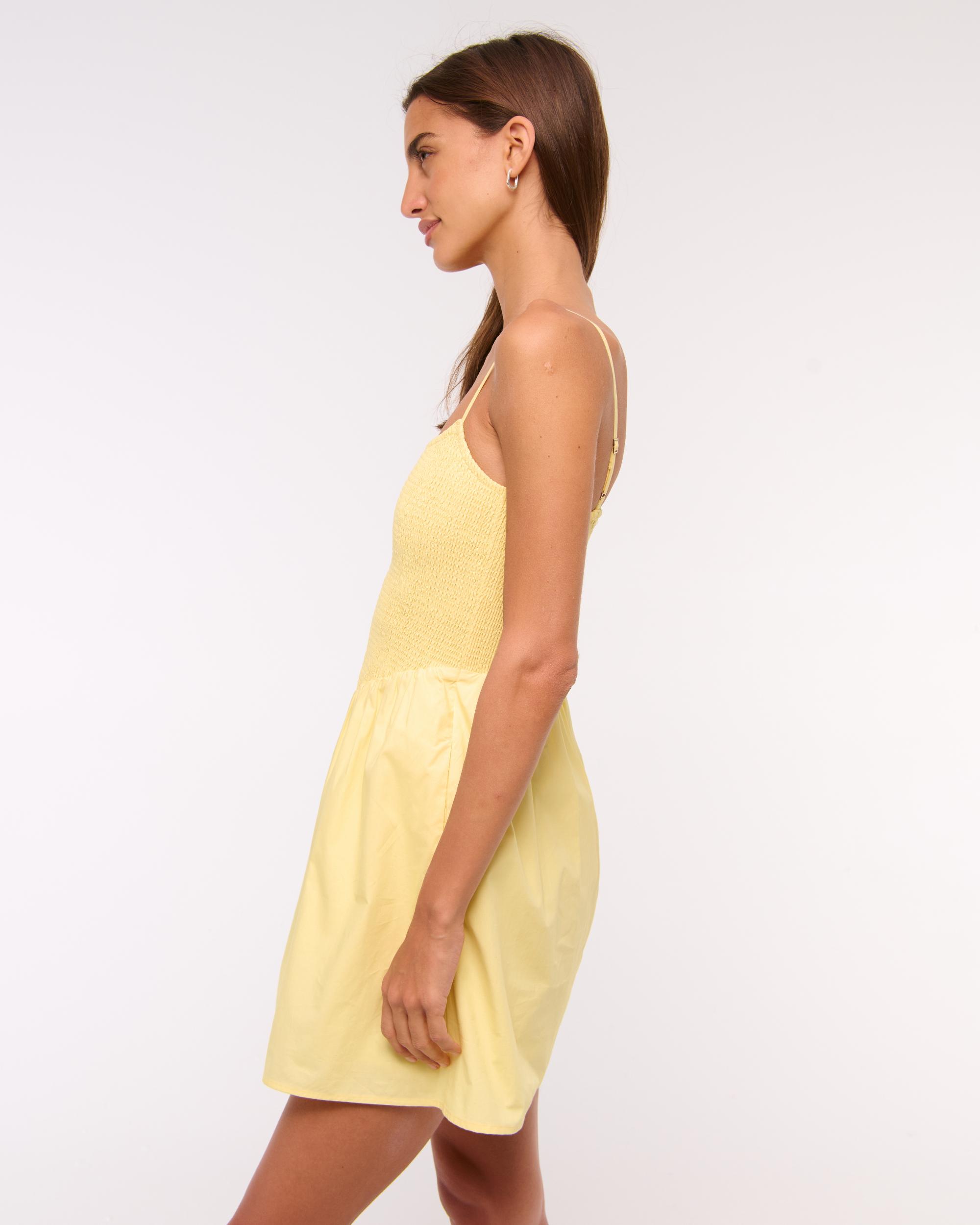 Dipped-Waist Smocked Mini Dress Product Image