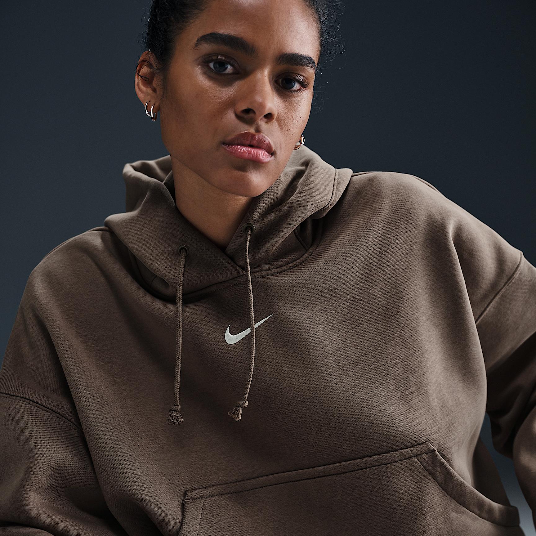 Nike Womens Nike PHNX Fleece OS Pullover Hoodie - Womens Mink Brown/Sail Product Image