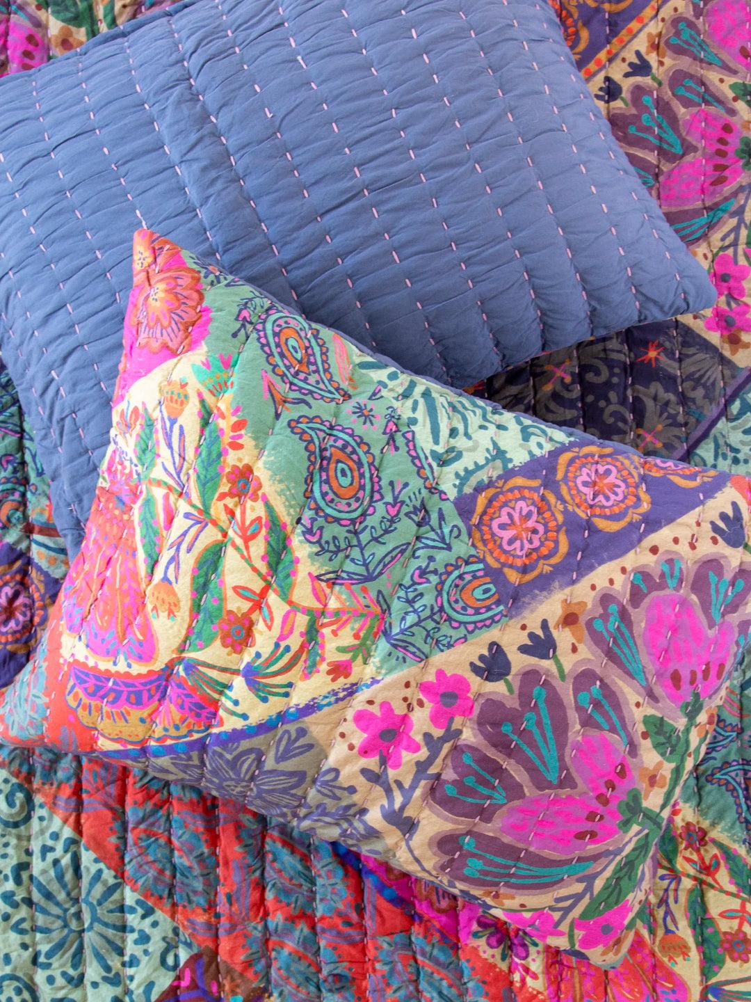Bungalow Reversible Cotton Quilt - Boho Blooms Patchwork Product Image