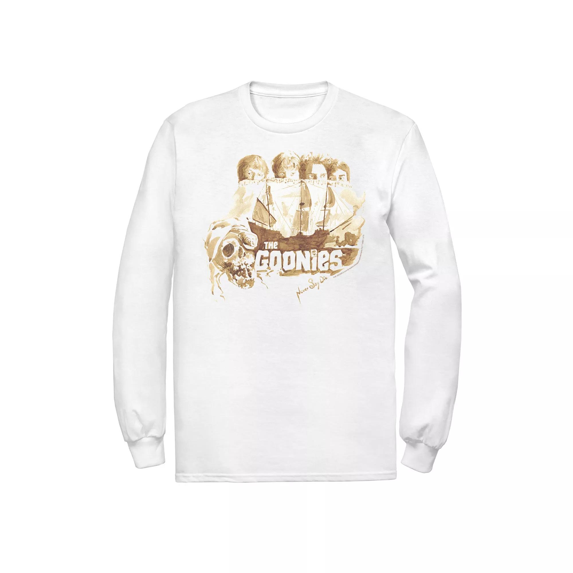 Men's The Goonies Group Shot Behind Ship Portrait Tee, Size: XL, White Product Image