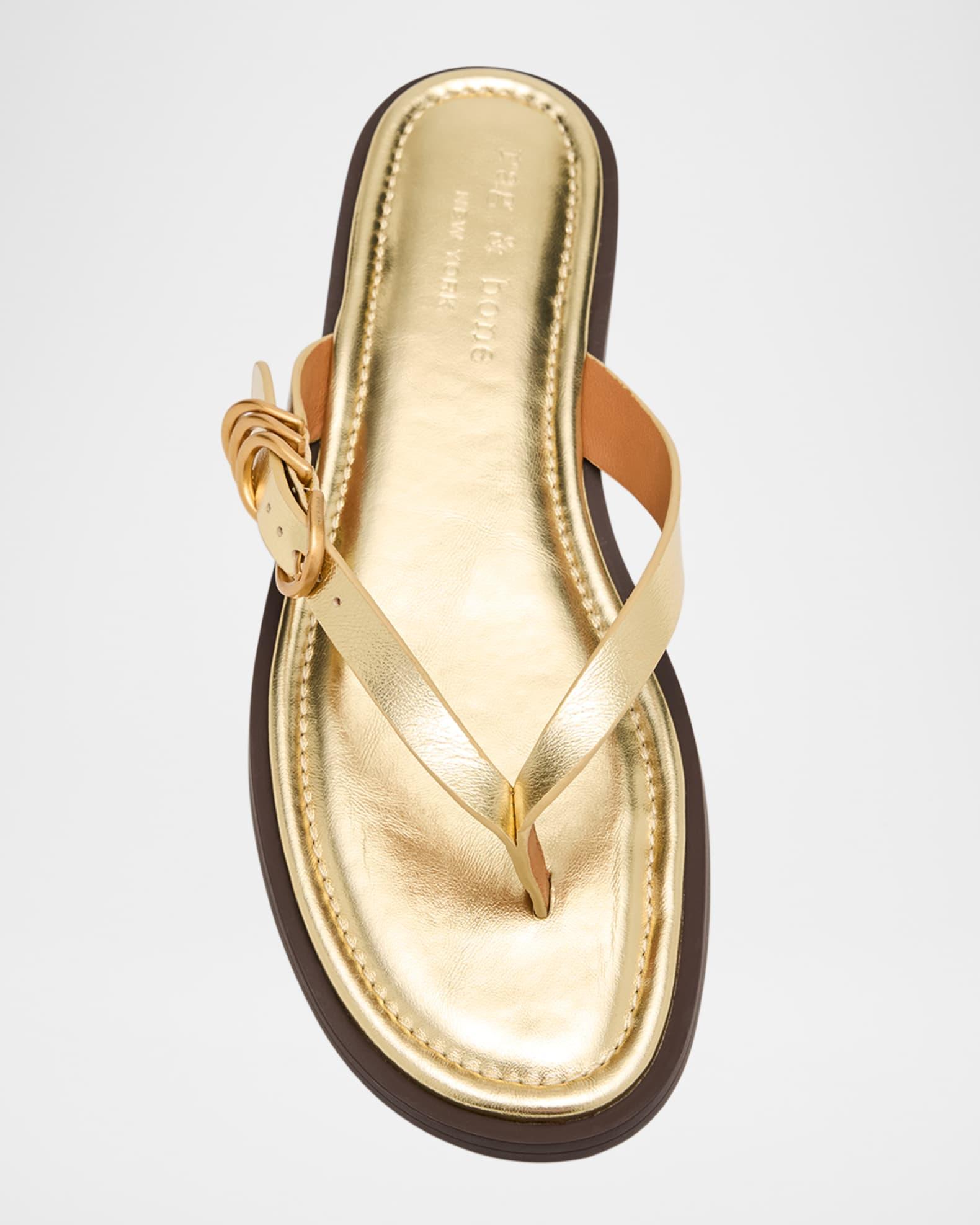 Gia Leather Buckle Thong Sandals Product Image