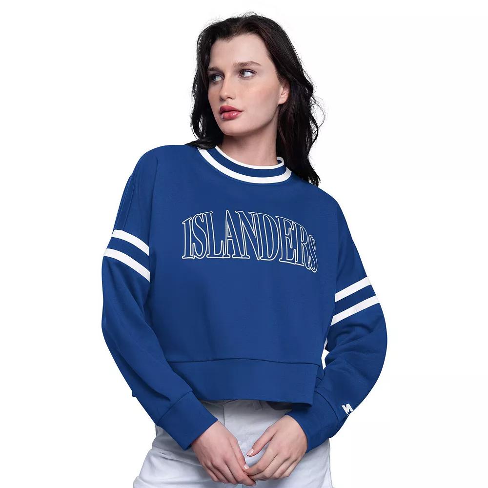 Women's Starter Royal New York Islanders Power Play Cropped Pullover Sweatshirt,  Product Image
