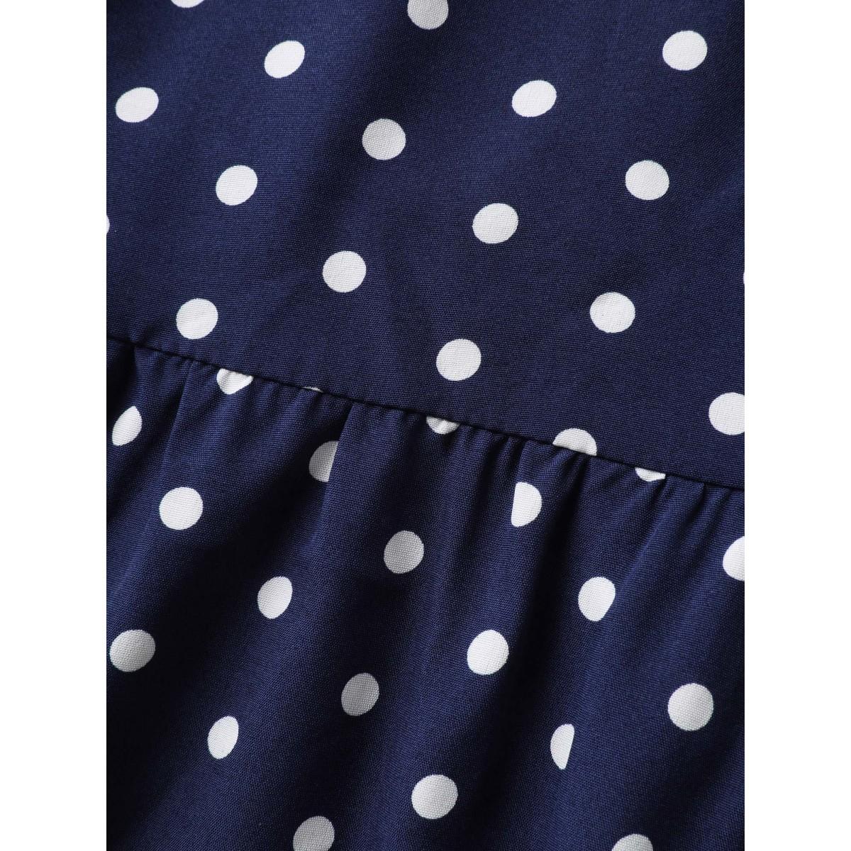 Plus Size Polka Dots Stretchy Waist Pockets Midi Dress Navy Women Retro Heart neckline Cap Sleeve Curvy BloomChic 30/6X Product Image