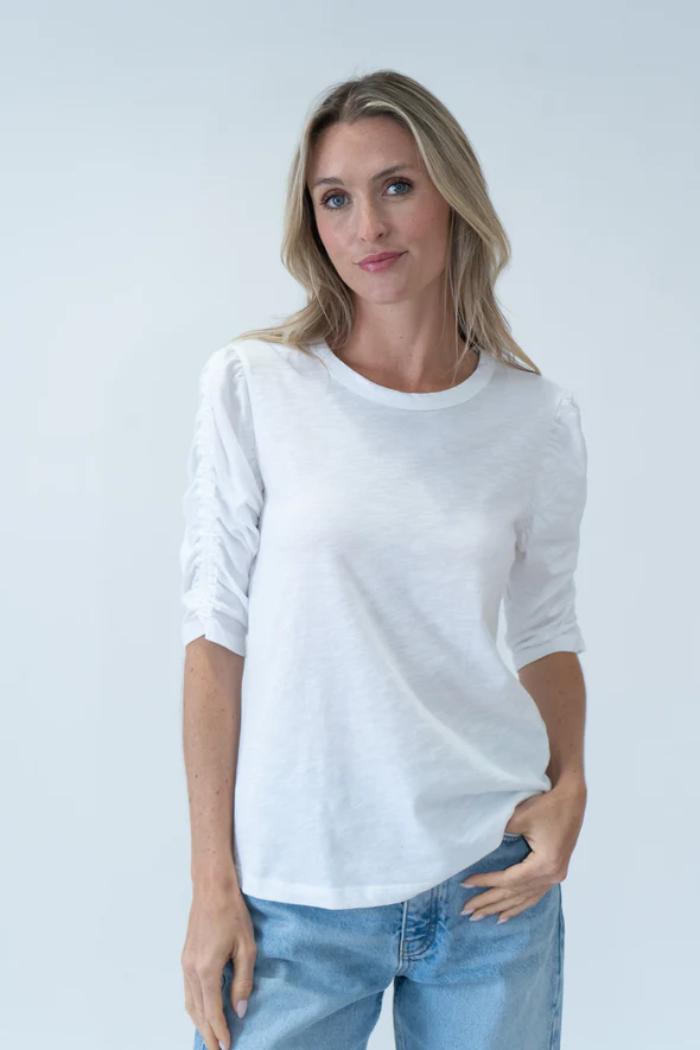 Maria Ruched Sleeve Tee Product Image