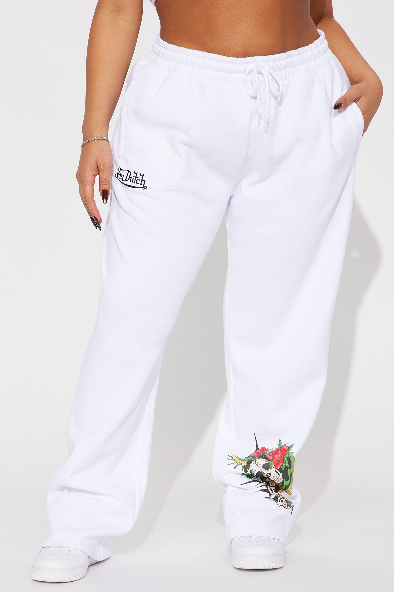 Von Dutch Skull Oasis Wide Leg Pant - White/combo Product Image