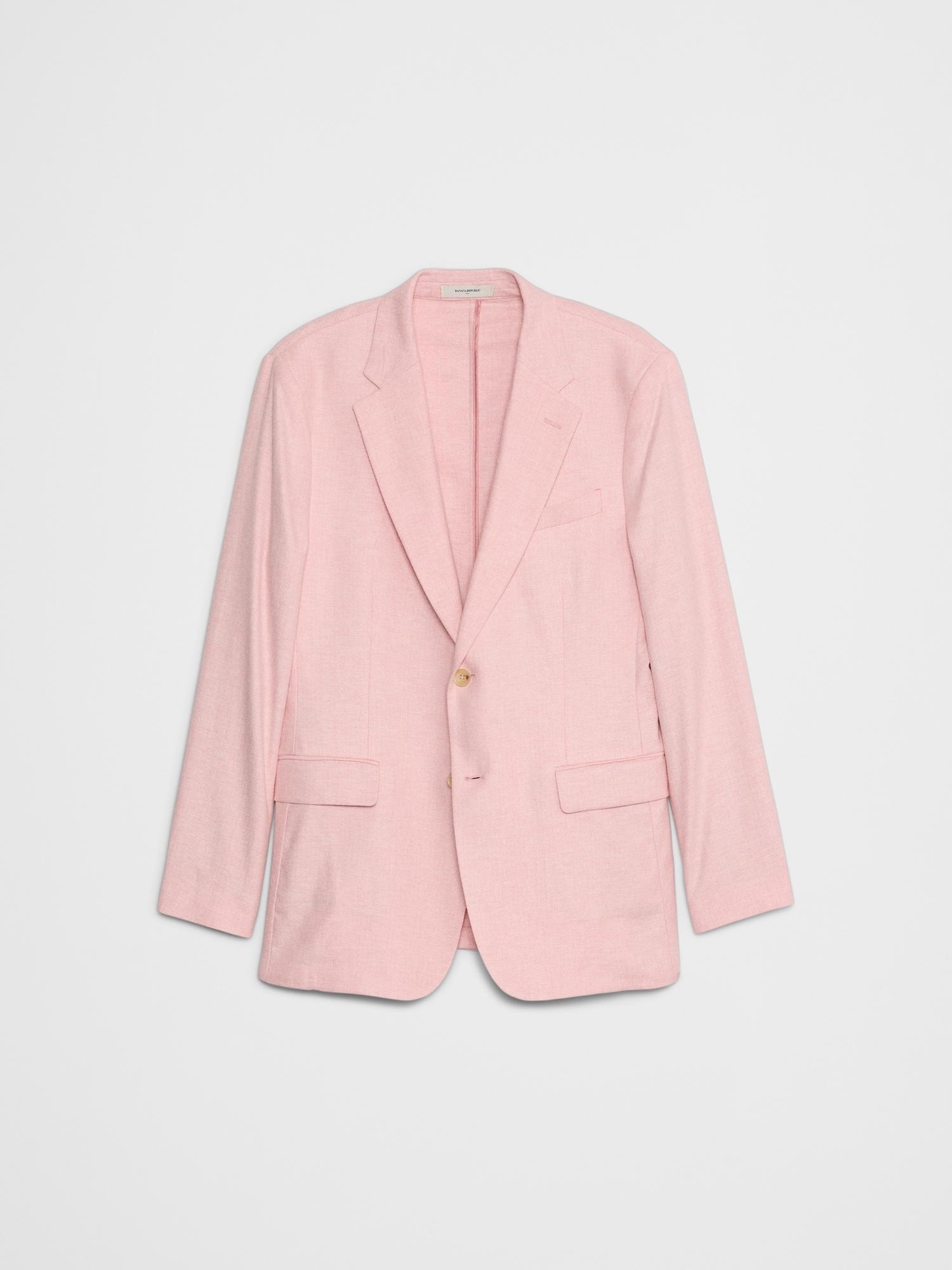 Tailored-Fit Linen-Blend Herringbone Suit Jacket Product Image