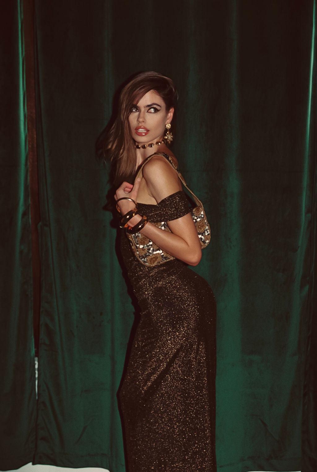 Hypnotized Gold Lurex Maxi Skirt Product Image