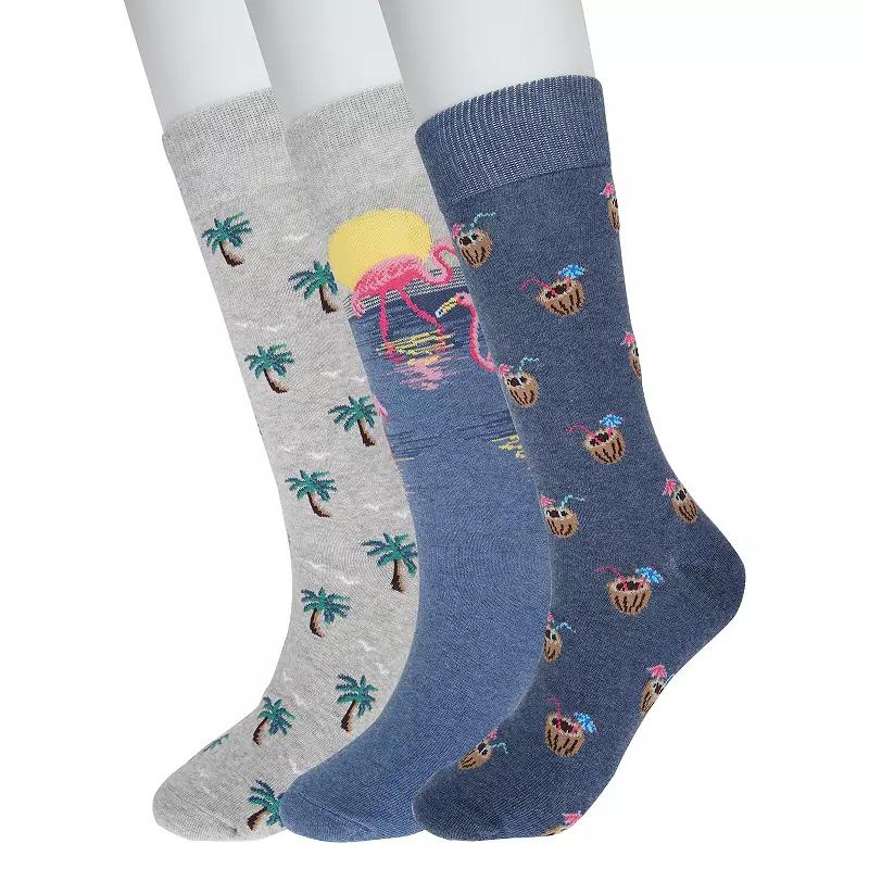 Men's Sonoma Goods For Life® 3-pack Mixed Novelty Socks, Tropic Paradise Blue Product Image