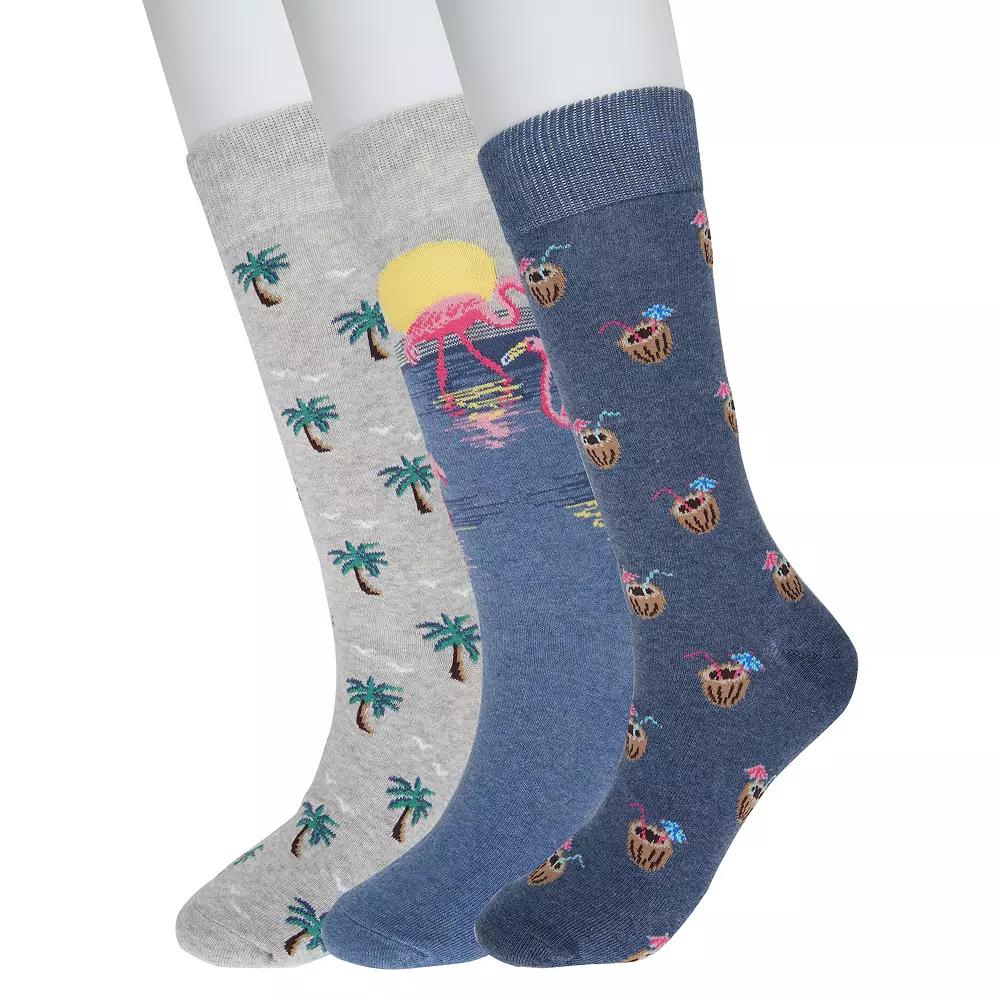 Men's Sonoma Goods For Life® 3-pack Mixed Novelty Socks, Tropic Paradise Blue Product Image