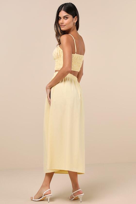 Delightful Yellow Two-Piece Midi Dress Product Image