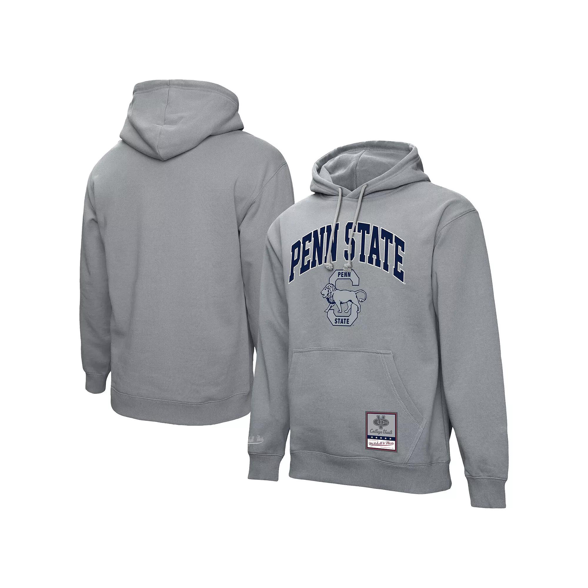 Men's Mitchell & Ness Heather Gray Penn State Nittany Lions Classic Arch Pullover Hoodie,  Product Image