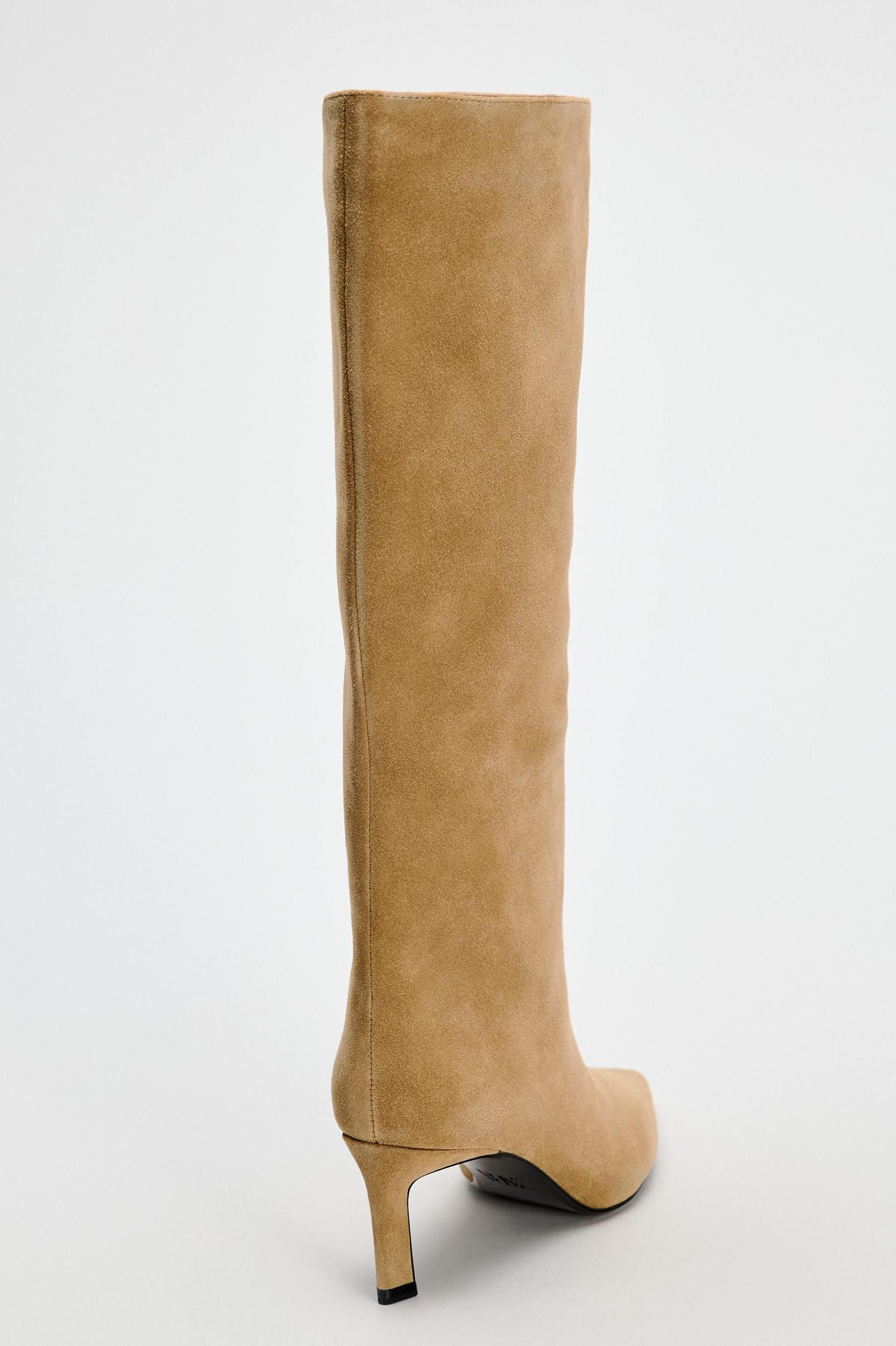 SPLIT LEATHER HEELED BOOTS Product Image
