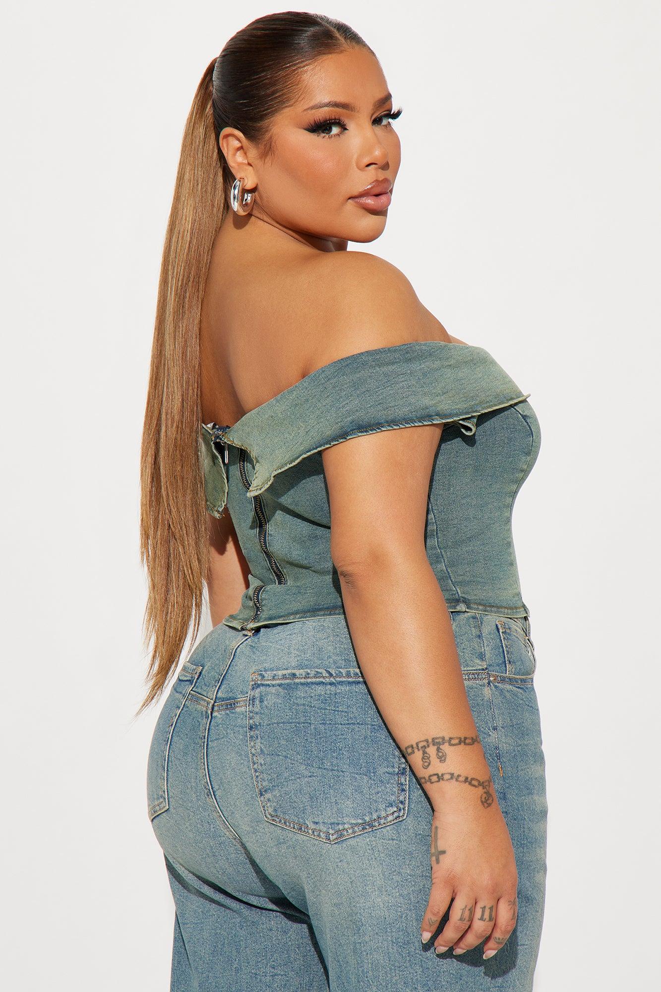 Ciao Bella Denim Corset Top - Vintage Wash Product Image