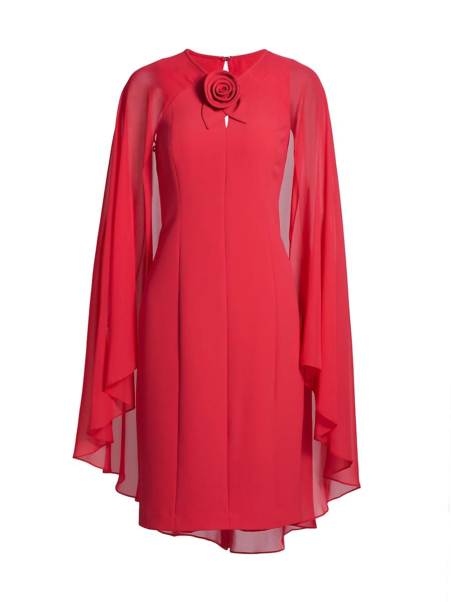 Womens Chiffon Cape-Sleeve Cocktail Midi-Dress Product Image