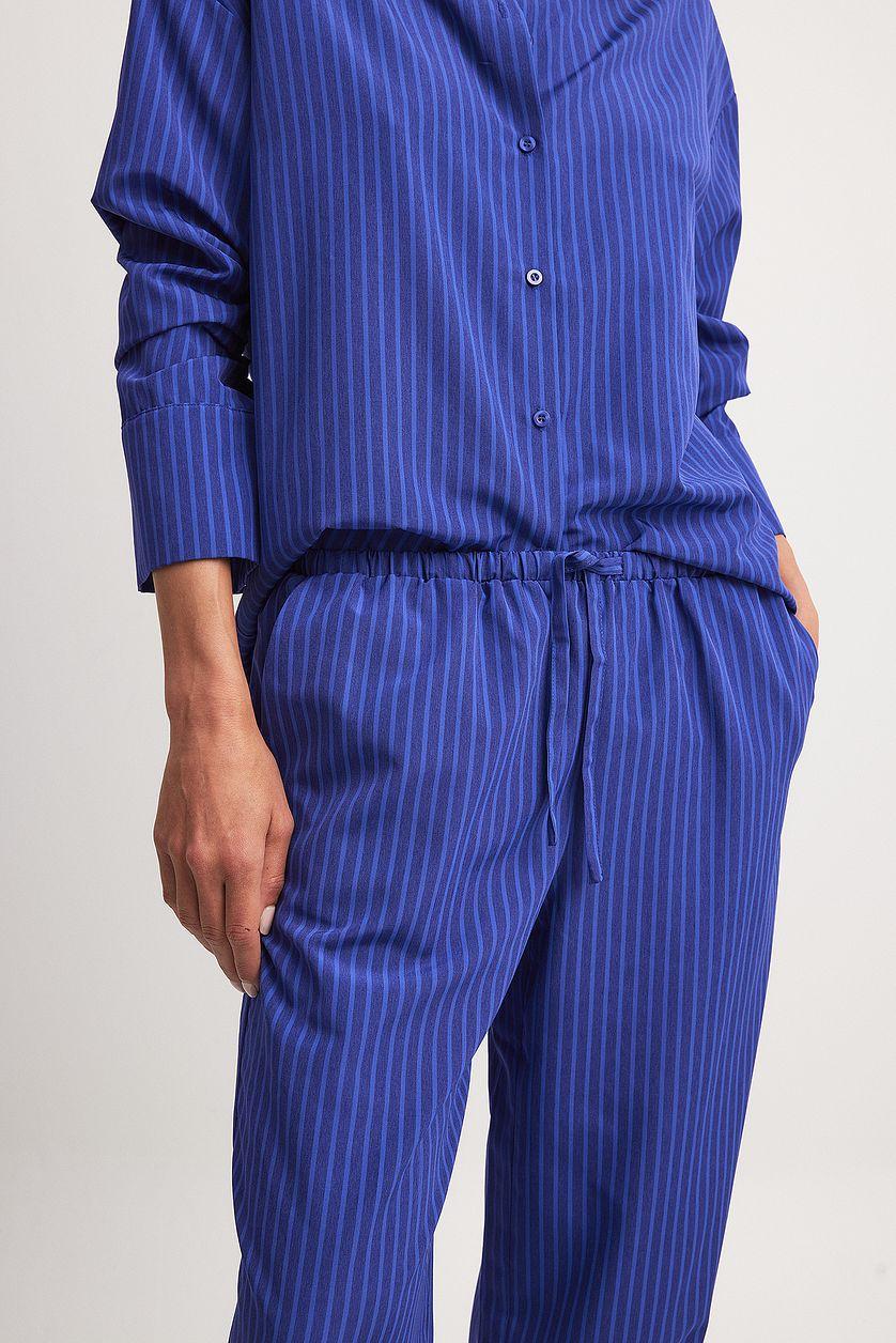 Striped Elastic Mid Waist Trousers Product Image