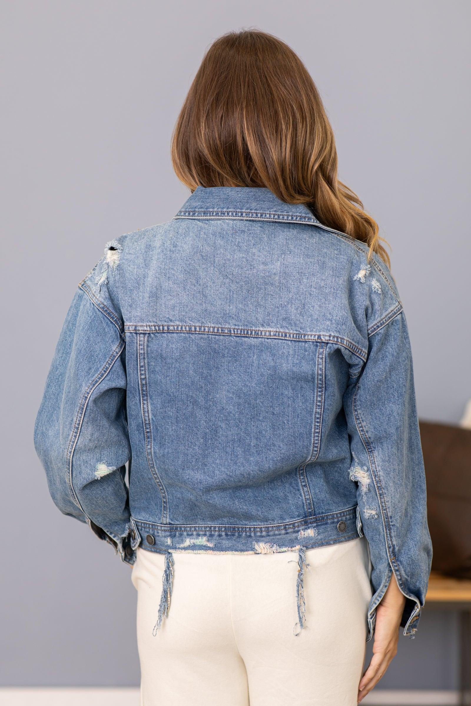 Judy Blue Lightly Distressed Denim Jacket Product Image