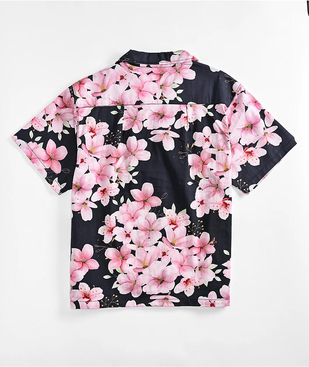 Primitive Sakura Black & Pink Short Sleeve Shirt Product Image