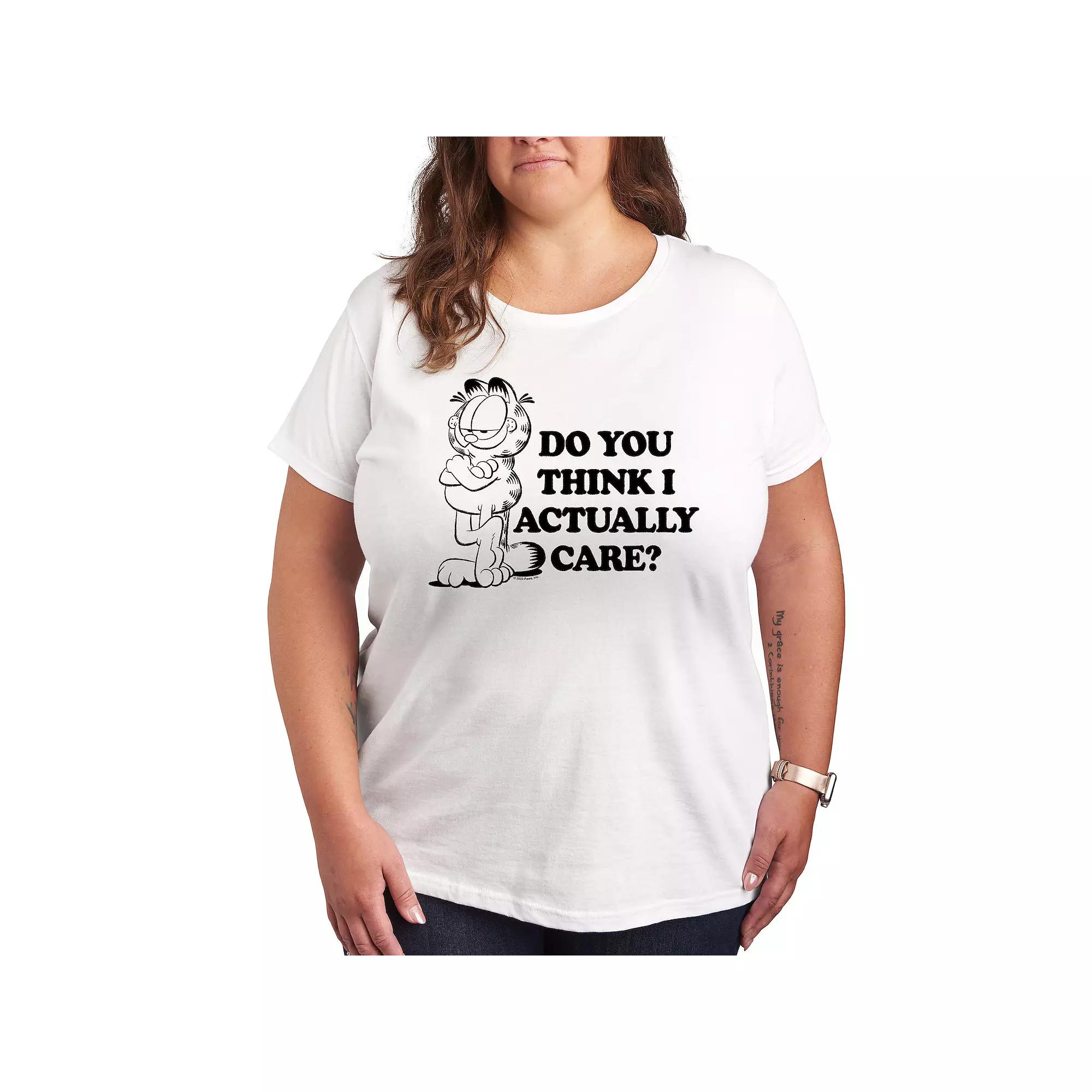 Plus Garfield Do You Think I Care Graphic Tee, Women's,  Product Image