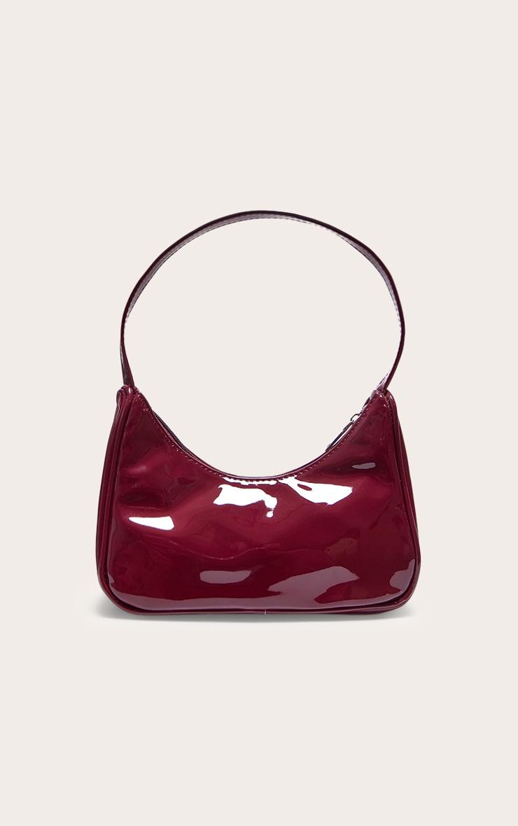Burgundy Patent PU Basic Shoulder Bag Product Image