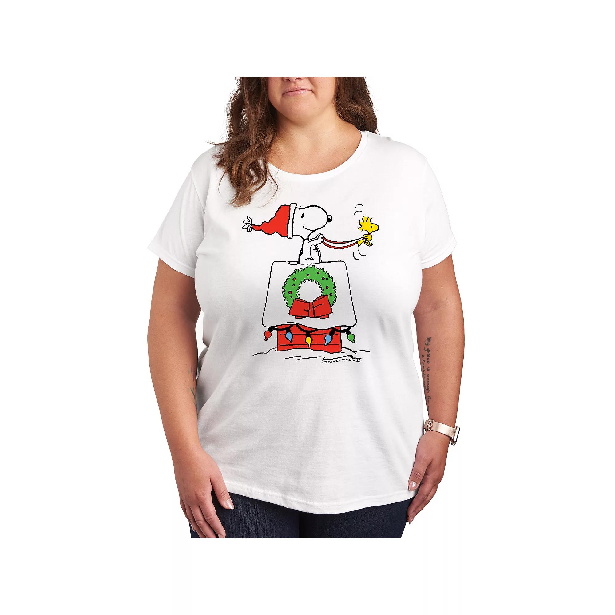Plus Size Peanuts Snoopy Sleigh Graphic Tee, Womens Product Image