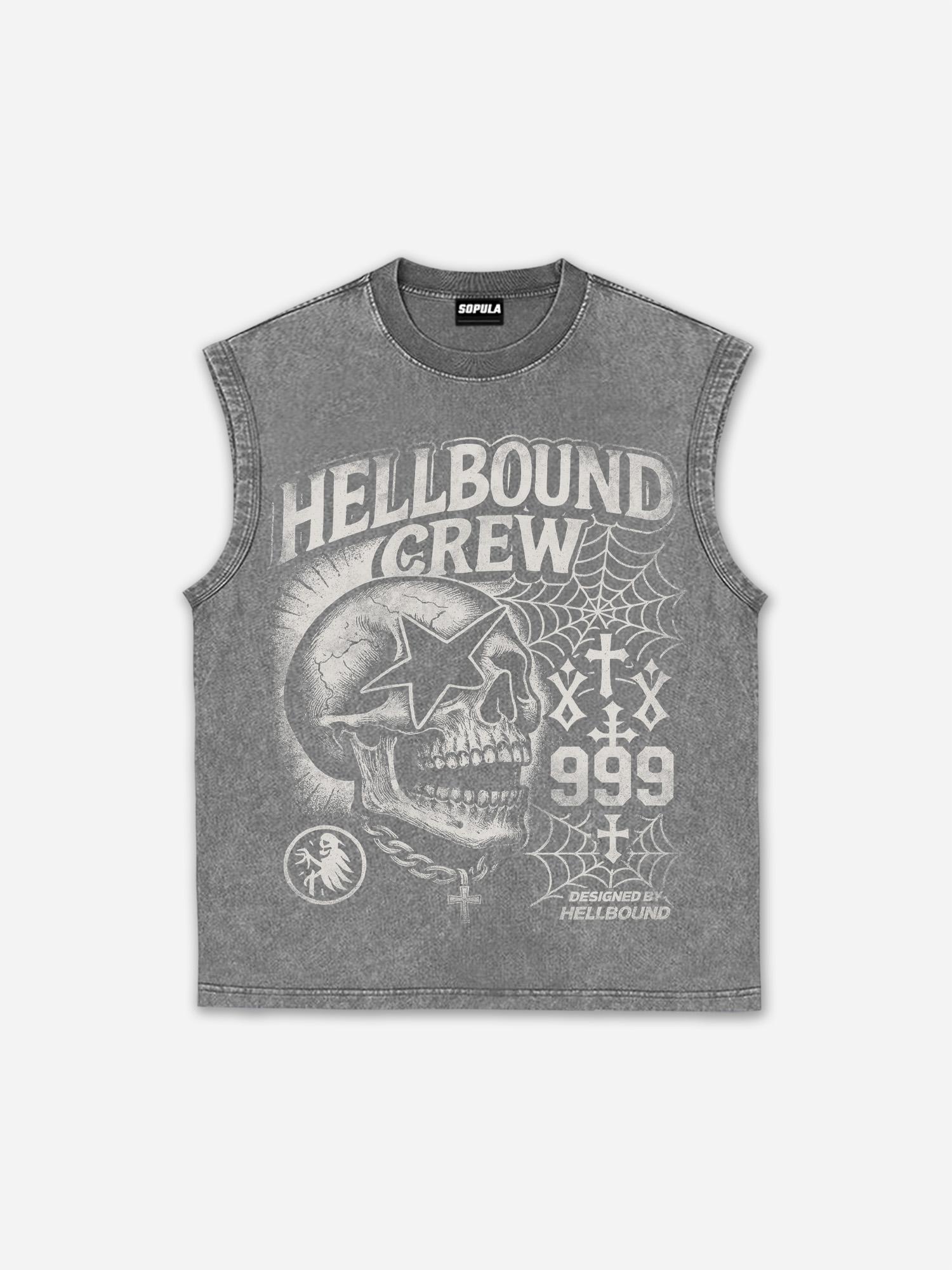 Hellbound Crew Vintage Skull Graphic Sleeveless Shirts Tank Top Product Image