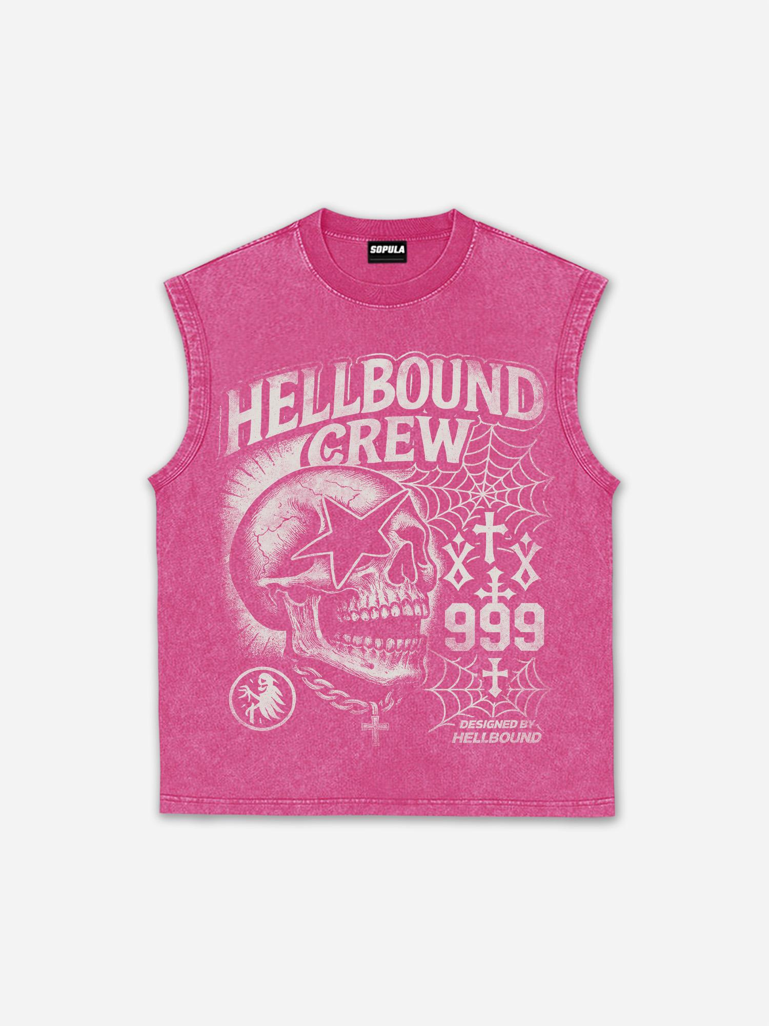 Hellbound Crew Vintage Skull Graphic Sleeveless Shirts Tank Top Product Image