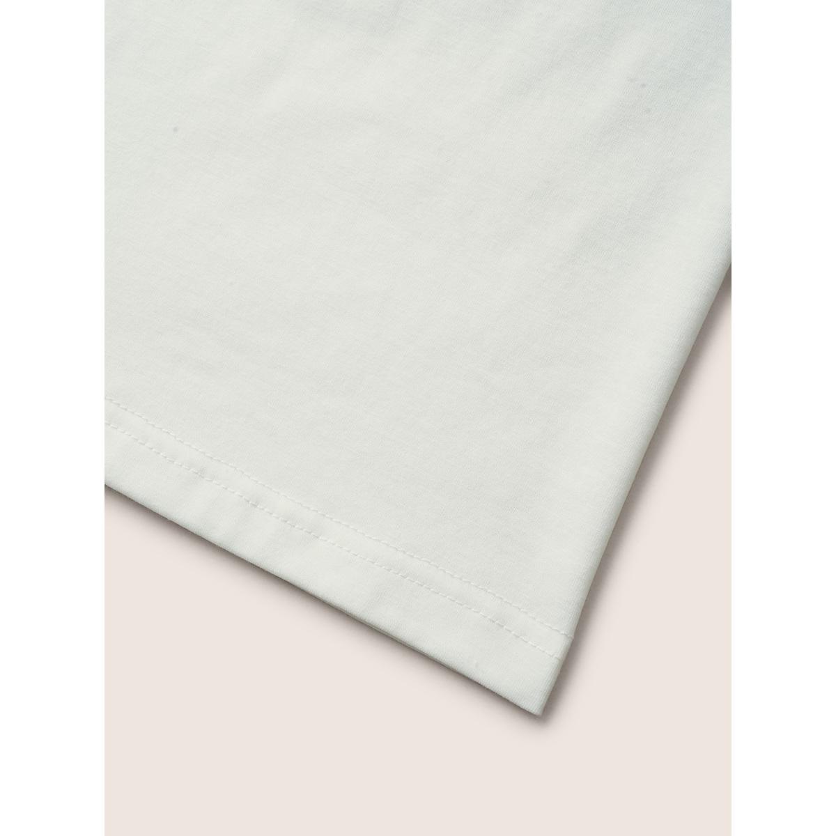 Plus Size Round Neck Floral Embroidered Scalloped Trim T-shirt White Women Resort Contrast Round Neck Vacation T-shirts BloomChic 18-20/2X Product Image