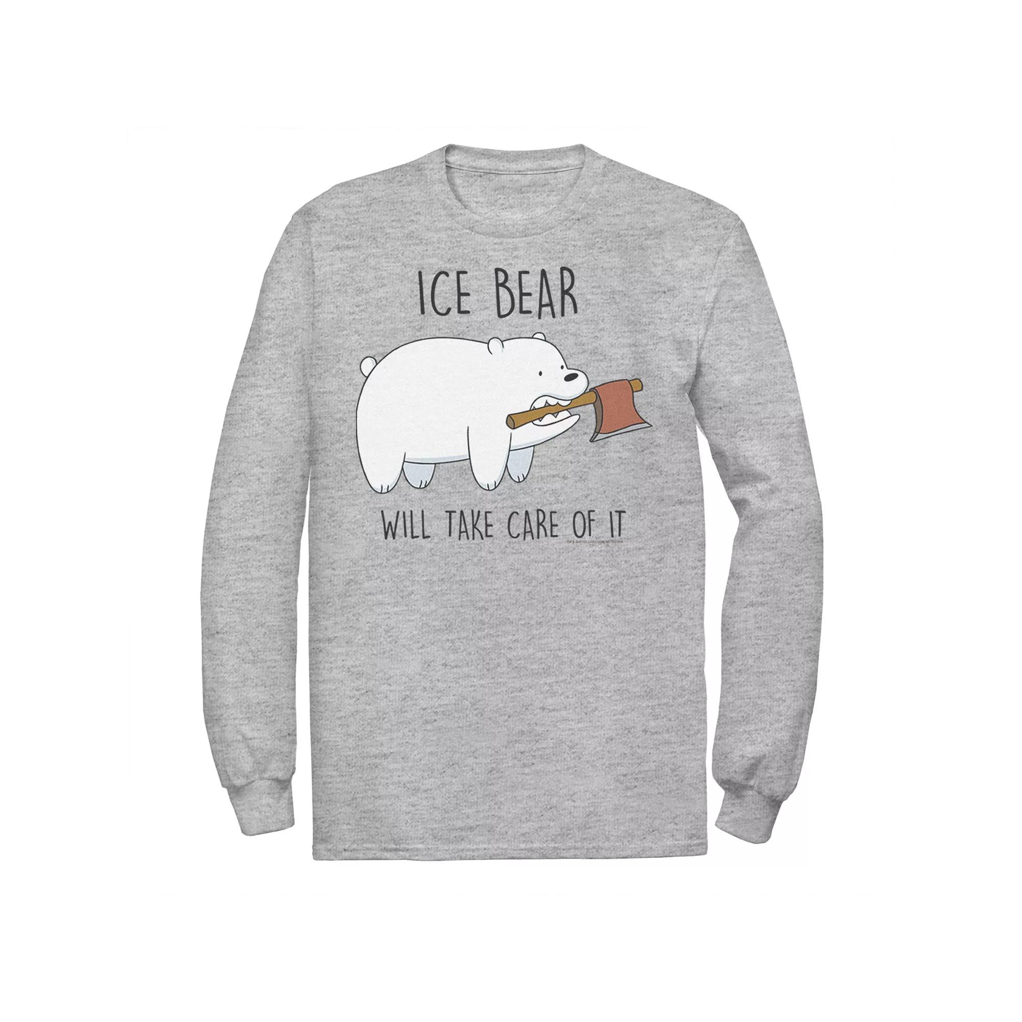 Men's Cartoon Network Bare Bears Ice Bear Take Care Of It Axe Long Sleeve Tee,  Product Image