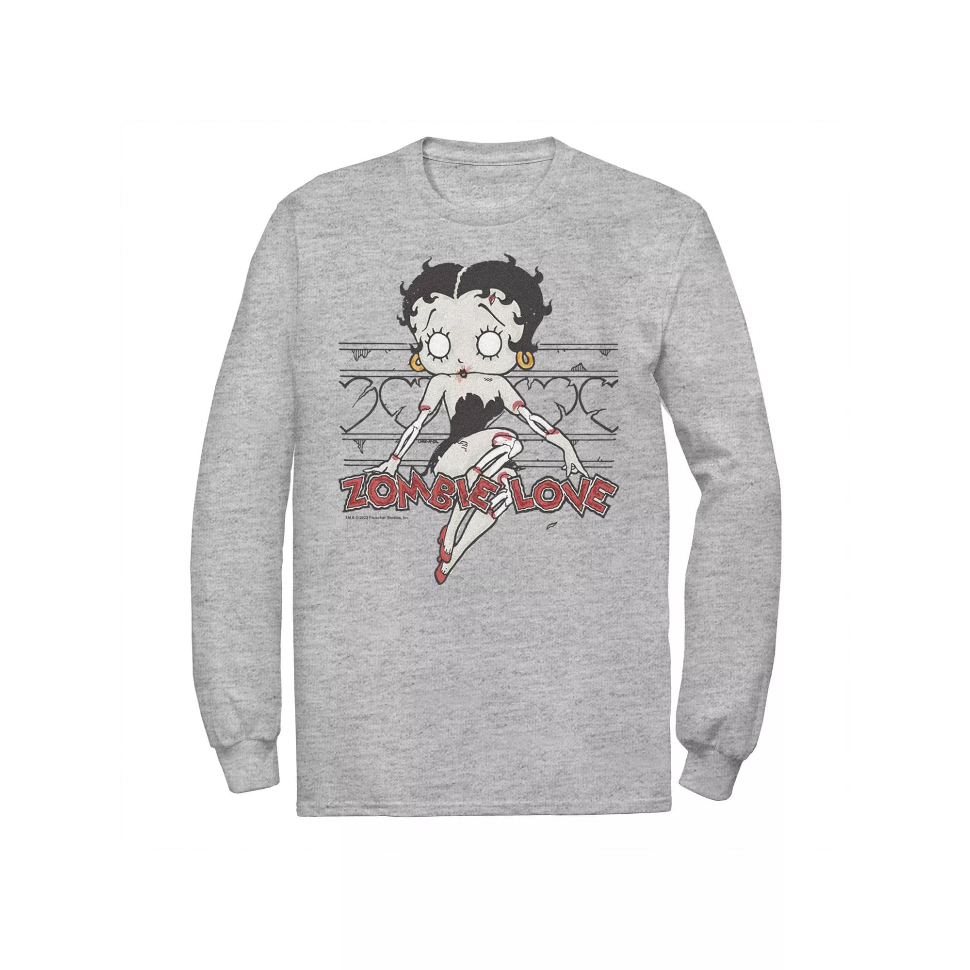 Men's Betty Boop Halloween Zombie Love Pose Long Sleeve Graphic Tee,  Product Image