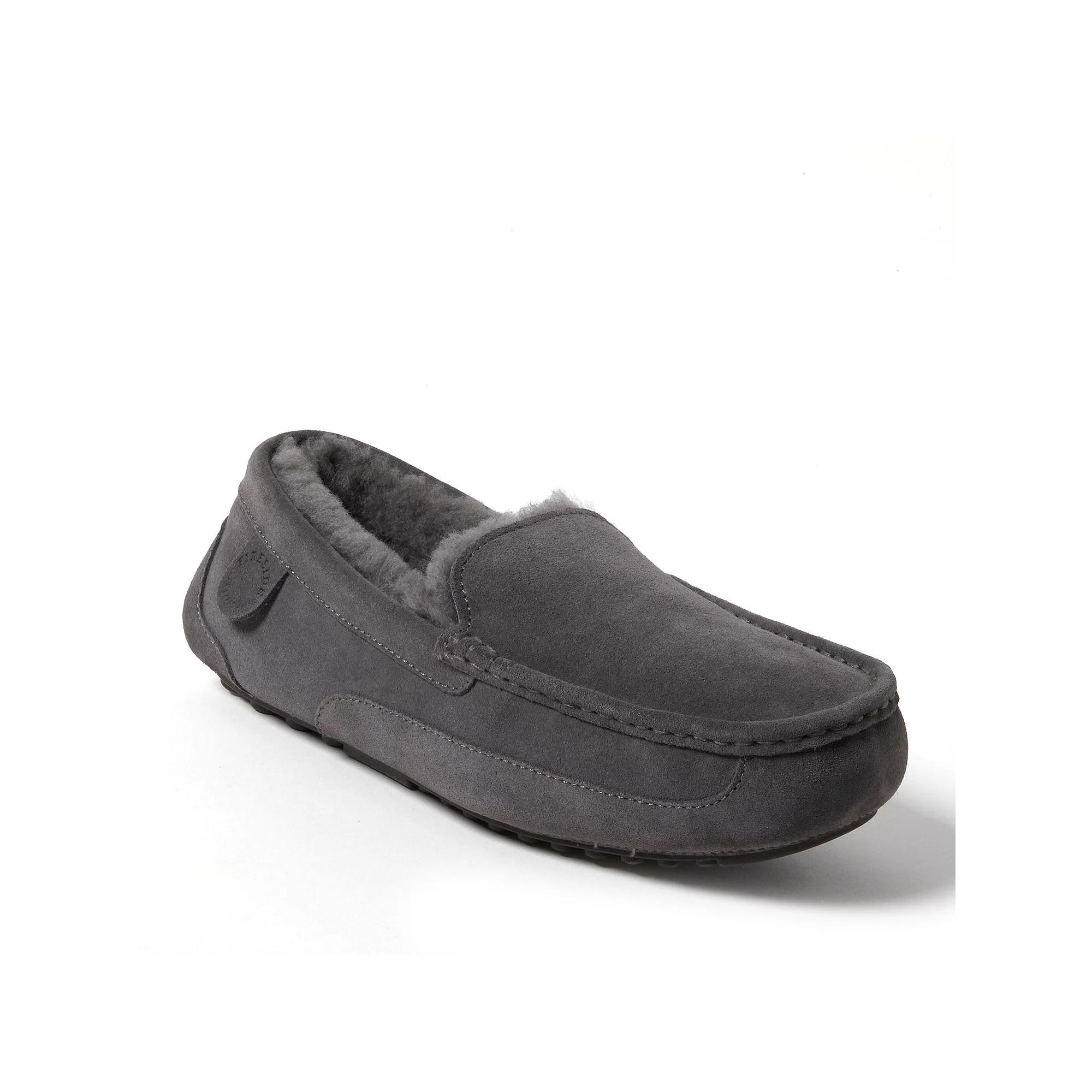 Fireside by Dearfoams Melbourne Genuine Shearling Men's Moccasin Slippers, Size: 11, Gray Solid Product Image