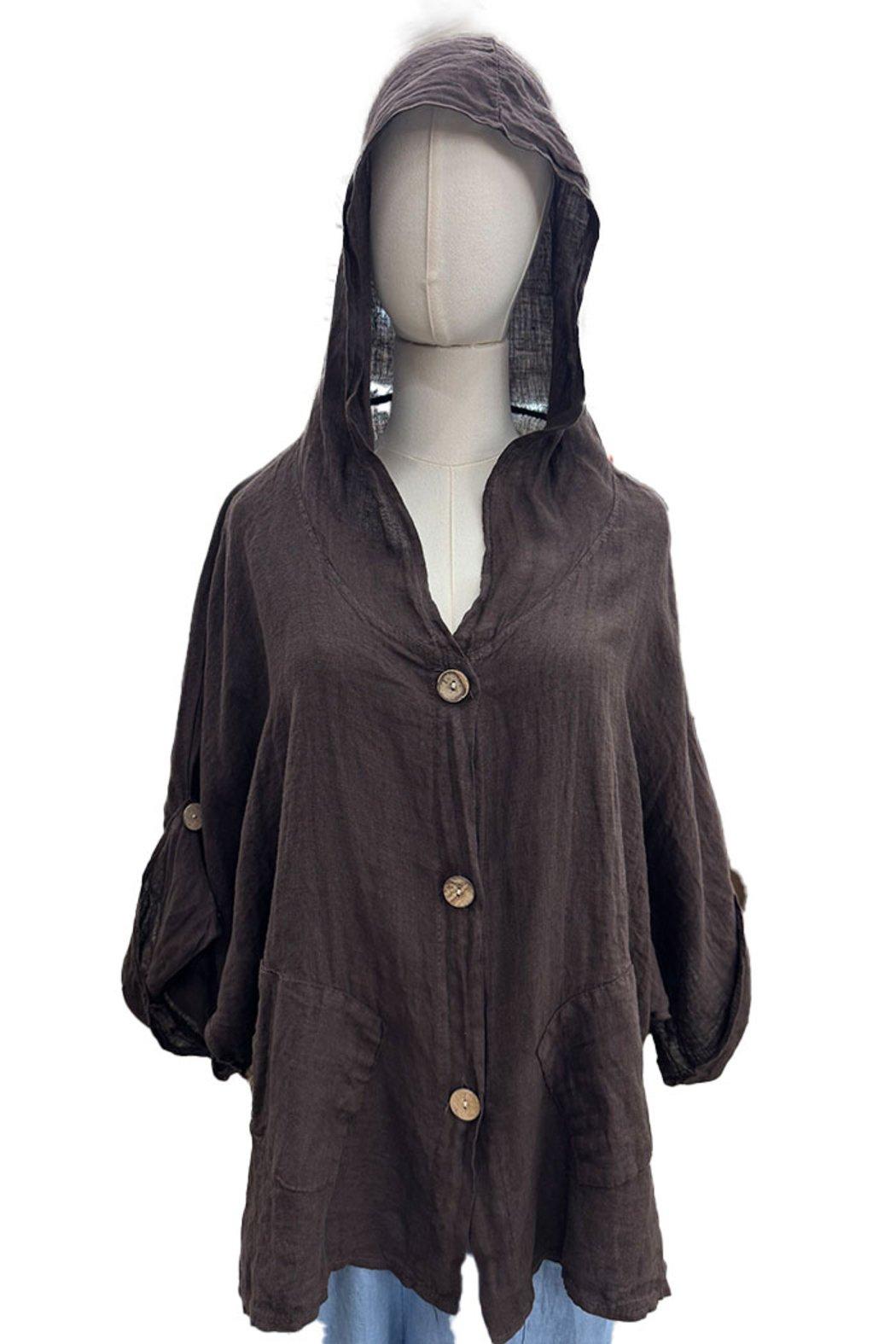 Italian Linen Hooded Shacket Product Image