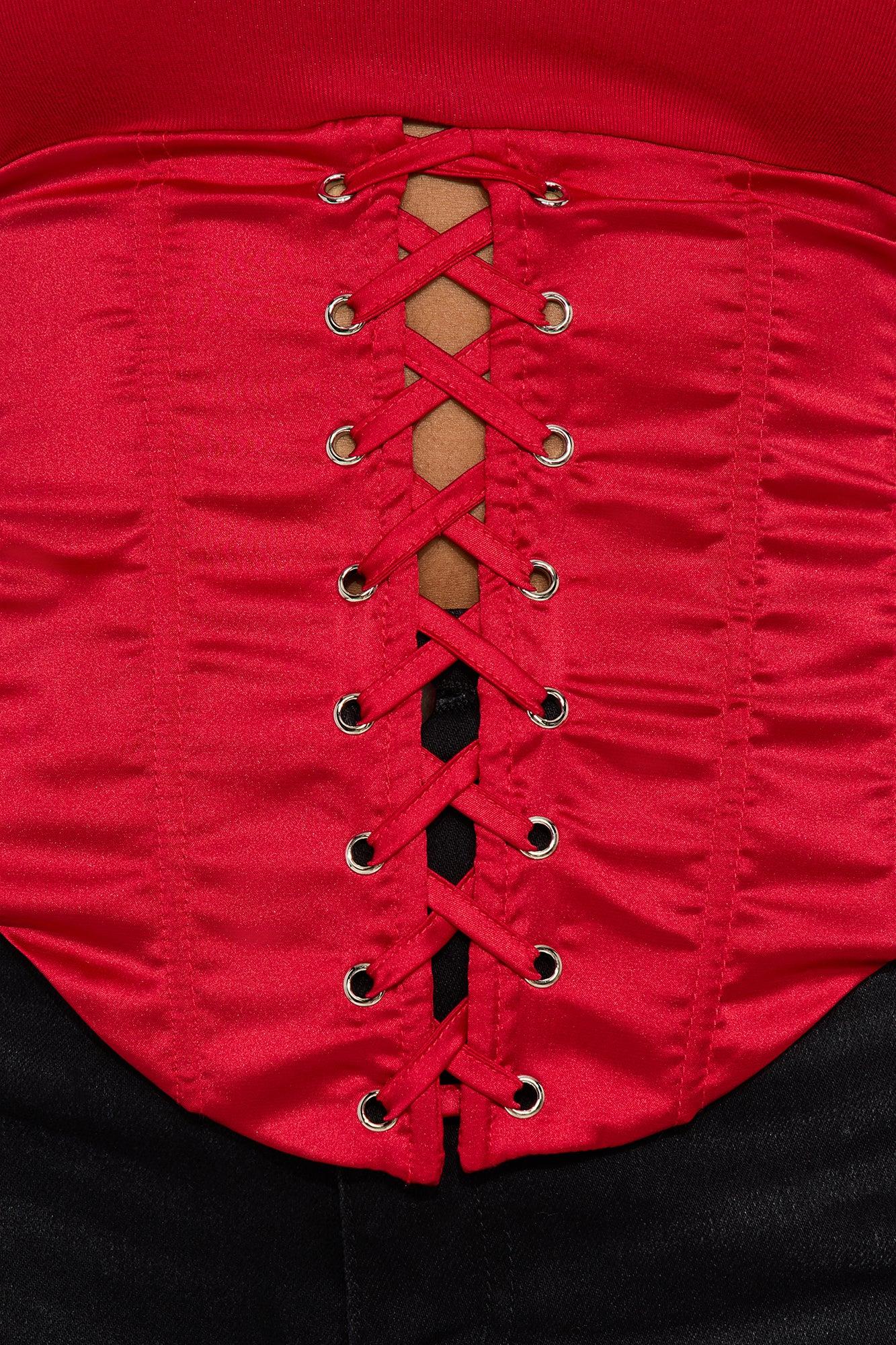 Love On The Line Corset Top - Red Female Product Image