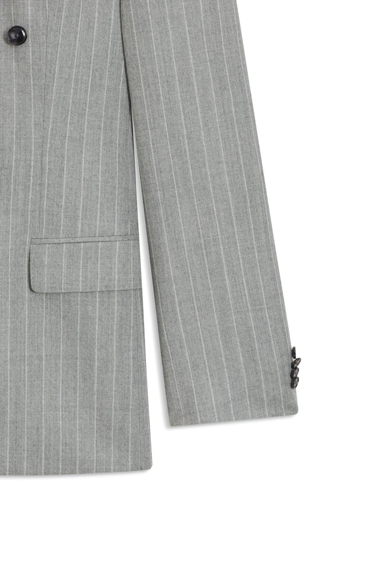 Slim-fit two-piece suit in pinstripe virgin wool Product Image