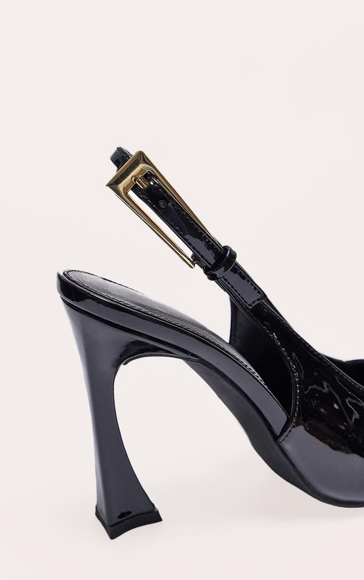Black Patent PU Gold Buckle High Stiletto Court Heels Product Image