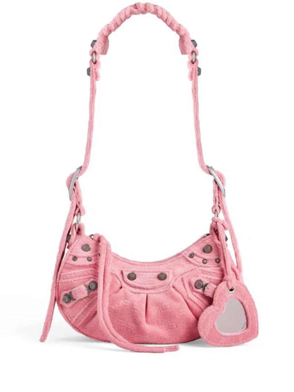 BALENCIAGA Women Pink Nappa Leather Le Cagole Xs Crossbody Bag Product Image