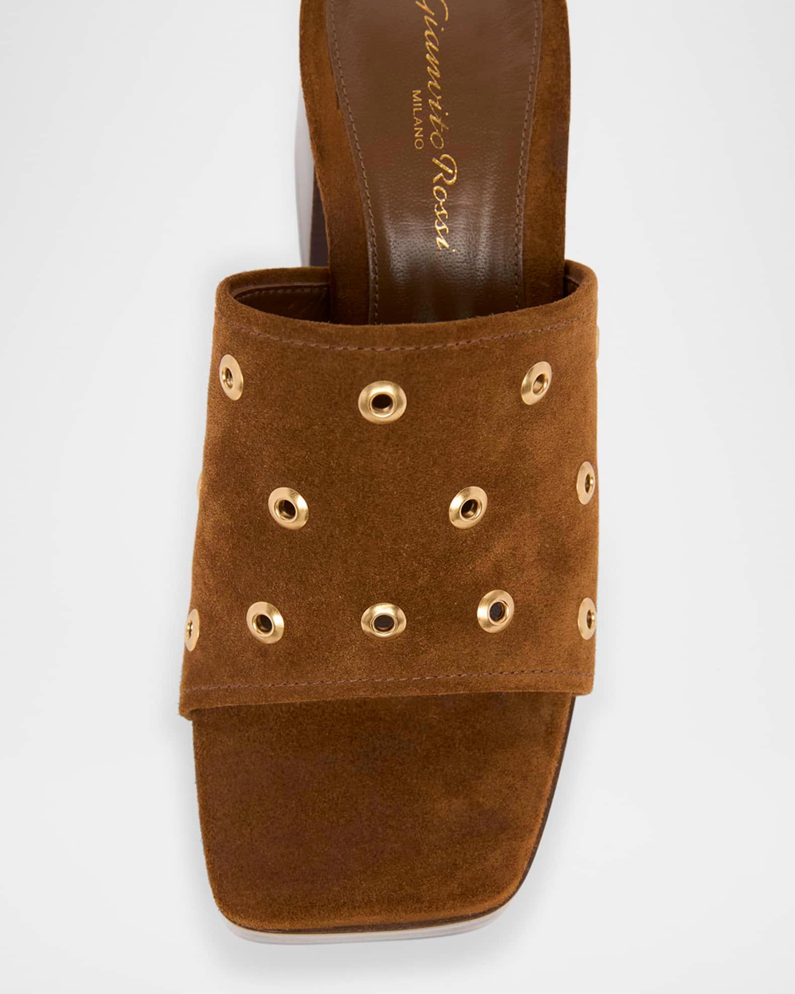 Suede Grommet Platform Mule Sandals Product Image